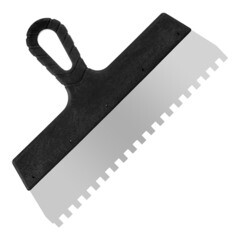 Шпатель фасадный зубчатый нержавеющая сталь 0,45 мм пластиковая рукоятка 300 мм зуб 8х8 мм