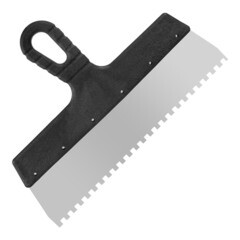 Шпатель фасадный Мастер зубчатый нержавеющая сталь 0,4 мм пластиковая рукоятка 300 мм зуб 6х6 мм