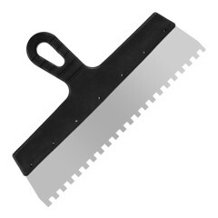 Шпатель фасадный Мастер зубчатый нержавеющая сталь 0,4 мм пластиковая рукоятка 350 мм зуб 8х8 мм