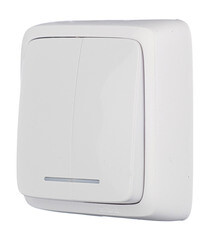 Выключатель Hegel Alfa двухклавишный накладной белый с подсветкой (ВА10-154) - фото 4