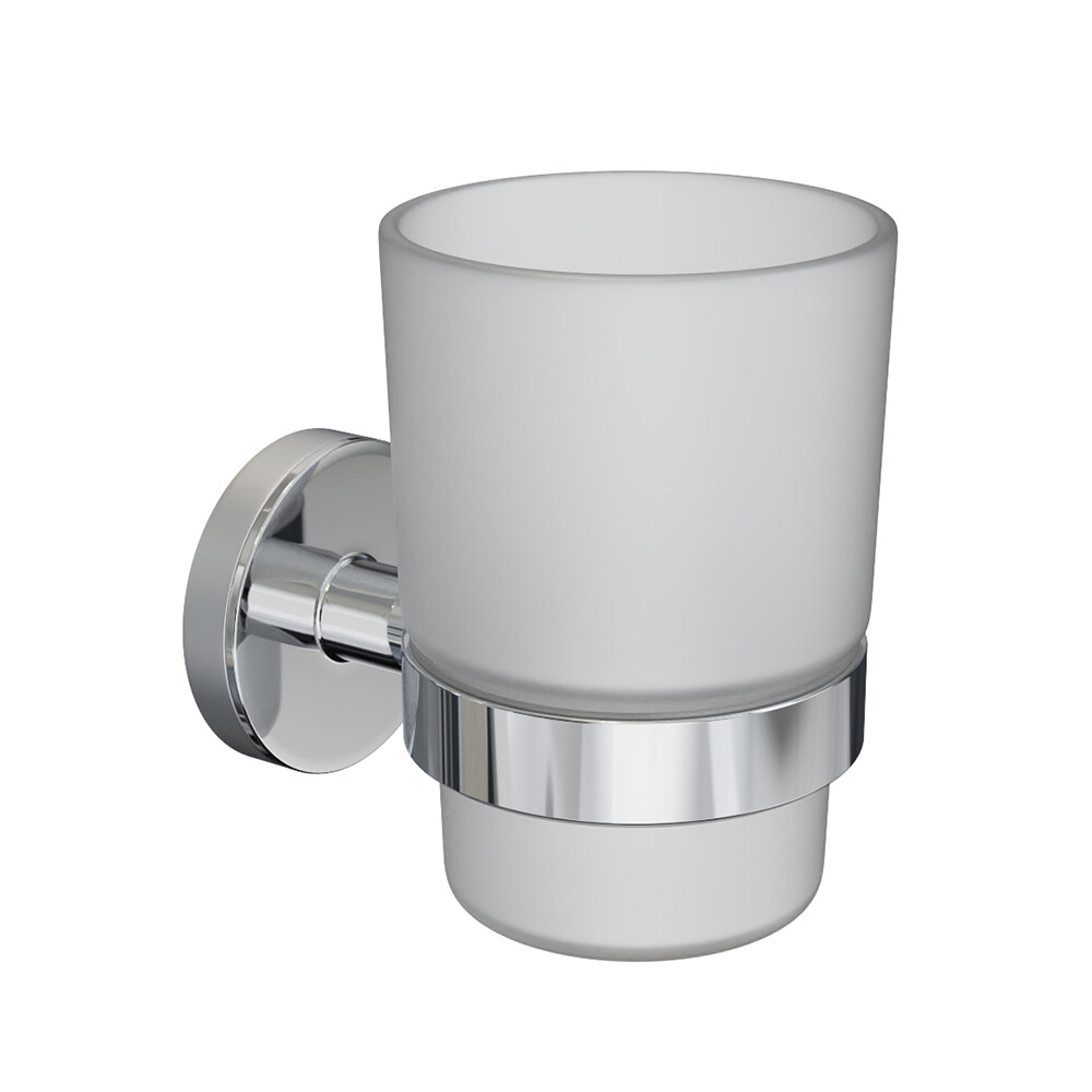 Изображение товара Стакан для ванной Fora Lord с держателем стекло прозрачный/ металл хром (FOR-LORD044CR)