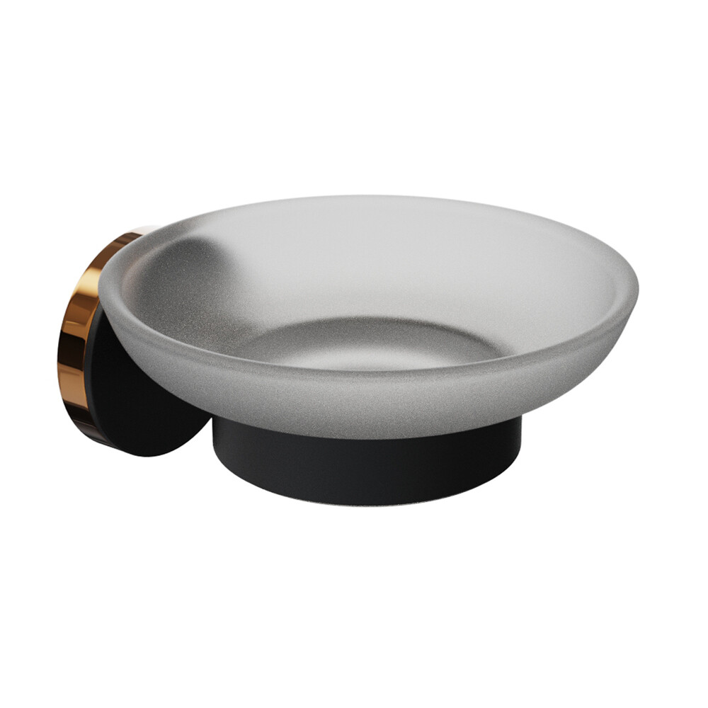 Изображение товара Мыльница для ванной Fora Lord с держателем стекло/сталь черная (FOR-Lord036BL)