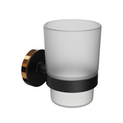 Изображение товара Стакан для ванной Fora Lord с держателем стекло прозрачный/ металл черный (FOR-LORD044BL)