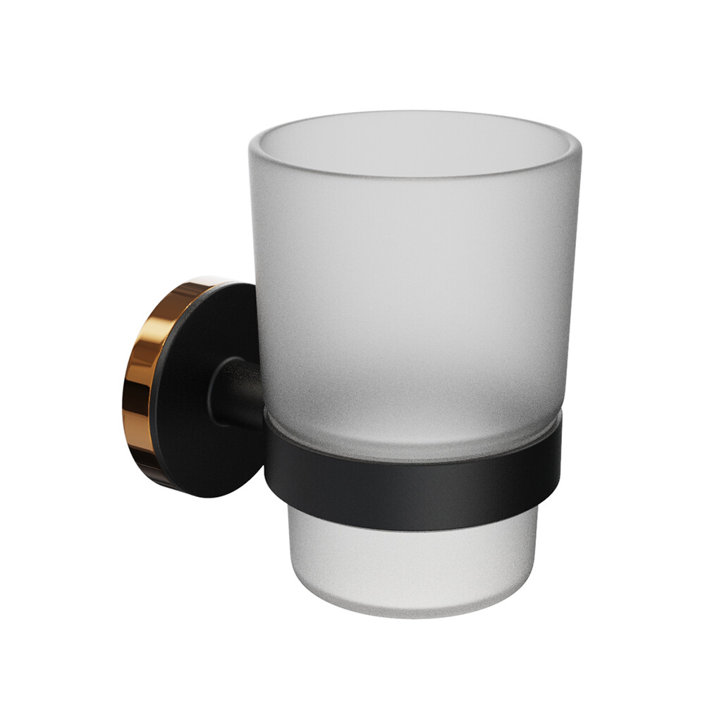 Изображение товара Стакан для ванной Fora Lord с держателем стекло прозрачный/ металл черный (FOR-LORD044BL)