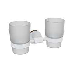 Стакан для ванной Fora Lord с держателем двойной стекло прозрачный/ металл белый (FOR-LORD039WT) - фото 1