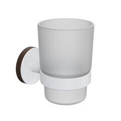 Стакан для ванной Fora Lord с держателем стекло прозрачный/ металл белый (FOR-LORD044WT) - фото 1