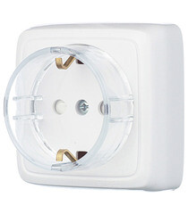 Розетка Hegel Alfa накладная белая тонкая со шторками (РА16-174) - фото 2