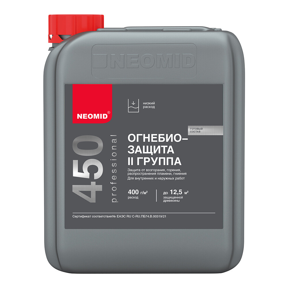 Изображение товара Антисептик Neomid 450 огнебиозащитный II группы бесцветный 5 кг
