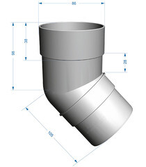 Колено трубы Docke Premium пластиковое d85 мм 45° графитовый серый RAL 7024 - фото 2