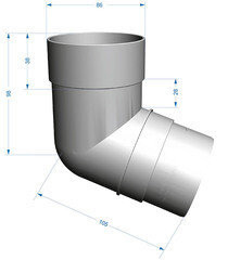 Колено трубы Docke Premium пластиковое d85 мм 72° графитовый серый RAL 7024 - фото 4
