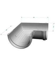 Угол желоба Docke Premium пластиковый d120 мм 90° графитовый серый RAL 7024 - фото 2