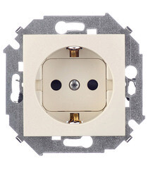 Изображение товара Розетка Simon 15 встраиваемая слоновая кость со шторками (1591443-031)