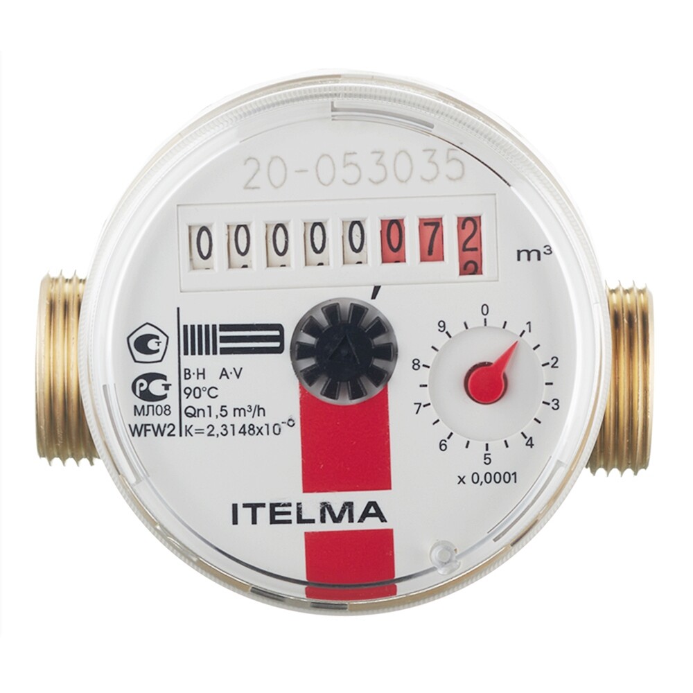 Изображение товара Счетчик для горячей воды Itelma WFW20 DN15 80 мм без сгонов