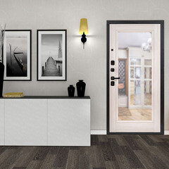 Дверь входная Portika Porta R-3 левая графит - бьянко вералинг с зеркалом 880х2050 мм - фото 2