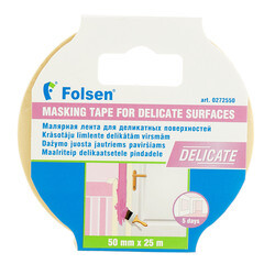 Лента малярная Folsen для деликатных поверхностей белая 50 мм 25 м (0272550) - фото 2