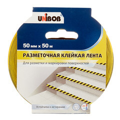 Лента сигнальная Unibob желто-черные полоски 50 мм 50 м - фото 2