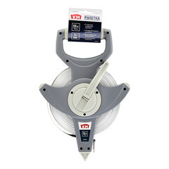 Рулетка КМ ручная 3-кратное ускорение намотки 50 м x 13 мм - фото 1