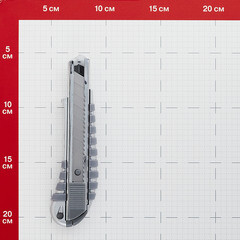 Нож строительный КМ 18 мм с ломающимся лезвием металлический корпус - фото 2