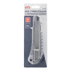 Нож строительный КМ 25 мм с ломающимся лезвием металлический корпус - фото 4