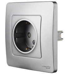 Розетка Systeme Electric Blanca встраиваемая алюминий со шторками (BLNRS001113) - фото 3