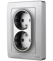 Розетка Systeme Electric Blanca встраиваемая алюминий со шторками (BLNRS001123) - фото 5