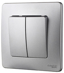 Выключатель Systeme Electric Blanca двухклавишный встраиваемый алюминий (BLNVS010503) - фото 5