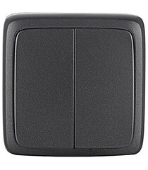 Изображение товара Выключатель Hegel Alfa двухклавишный накладной черный с изолирующей пластиной (ВА10-153-08)