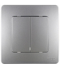 Выключатель Systeme Electric Blanca двухклавишный встраиваемый алюминий (BLNVS010503) - фото 1