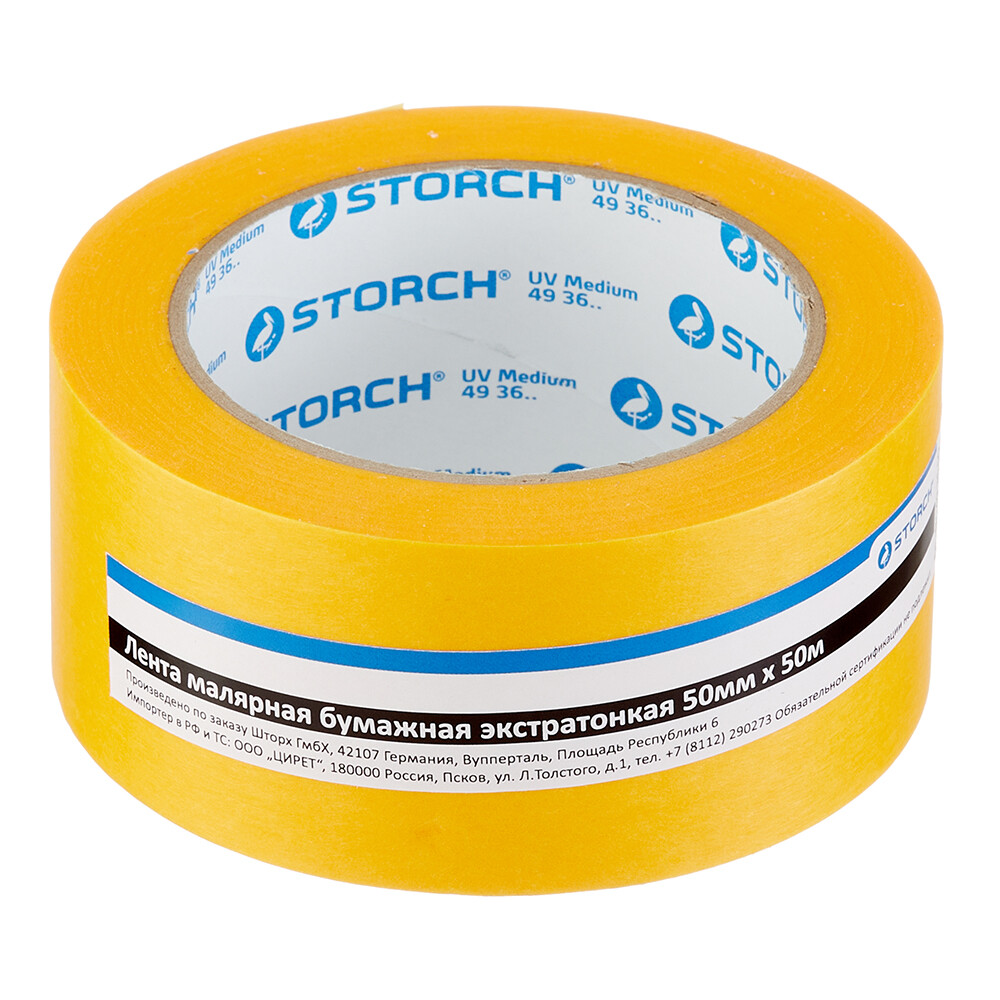 Изображение товара Лента малярная Storch Sunnypaper 50 мм × 50 м УФ-стойкая для четкого края Изображение товара Лента малярная Storch Sunnypaper 50 мм × 50 м УФ-стойкая для четкого края