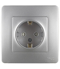 Розетка Systeme Electric Blanca встраиваемая алюминий со шторками (BLNRS001113)