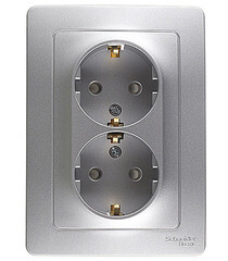 Изображение товара Розетка Systeme Electric Blanca встраиваемая алюминий со шторками (BLNRS001123)