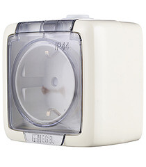 Розетка Hegel Alfa накладная слоновая кость со шторками с крышкой (РА16-212-01) - фото 3