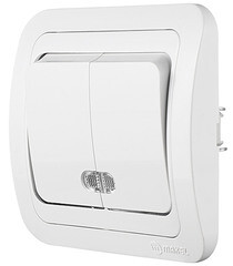 Выключатель Makel Mimoza двухклавишный встраиваемый белый с подсветкой (12023) - фото 3