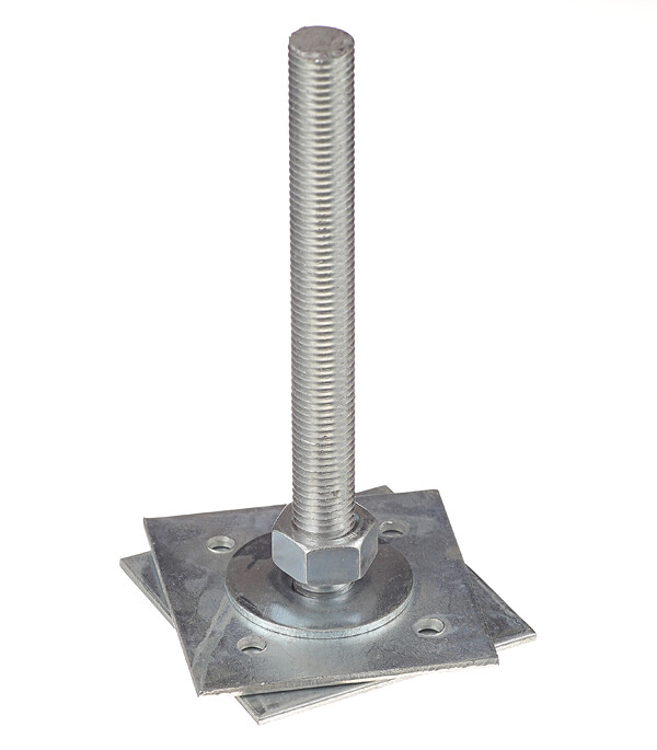 Изображение товара Анкер регулируемый оцинкованный М20 для компенсации усадки деревянных конструкций 100х100х4 мм