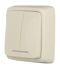 Выключатель Hegel Alfa двухклавишный накладной слоновая кость с подсветкой (ВА10-154-01) - фото 4