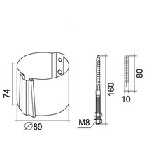 Кронштейн хомут труб Grand Line металлический на кирпичную стену d90 мм белый RAL 9003 с крепежом - фото 4