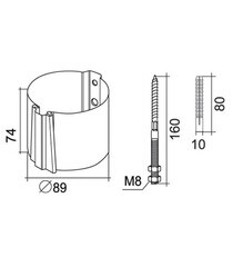 Кронштейн хомут труб Grand Line металлический на кирпичную стену d90 мм коричневый RAL 8017 с крепежом - фото 3