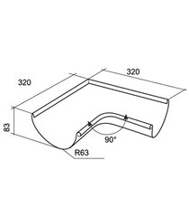 Угол желоба Grand Line металлический внутренний d125 мм 90° белый RAL 9003 - фото 4