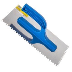 Гладилка зубчатая нержавеющая сталь пластиковая рукоятка 130х270 мм зуб 4х4 мм