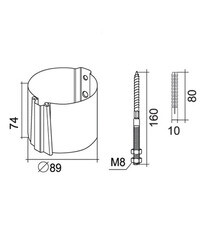 Кронштейн хомут труб Grand Line металлический на кирпичную стену d90 мм красное вино RAL 3005 с крепежом - фото 5