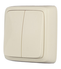 Выключатель Hegel Alfa двухклавишный накладной слоновая кость (ВА10-153-01) - фото 2