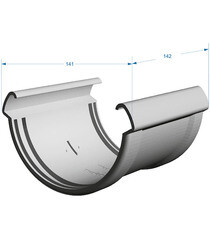 Соединение желоба Docke Lux пластиковое d140 мм пломбир RAL 9003 - фото 3