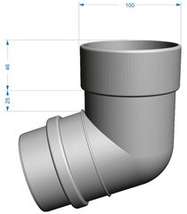 Колено трубы Docke Lux пластиковое d100 мм 72° шоколад RAL 8019 - фото 3
