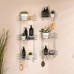 Полка для ванной ЧМЗ Стамбул угловая трехъярусная 222х222х720 мм металл хром (501-006-01) - фото 12