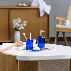 Мыльница для ванной Moroshka Bright Colors настольная стекло синяя (917-311-03) - фото 2