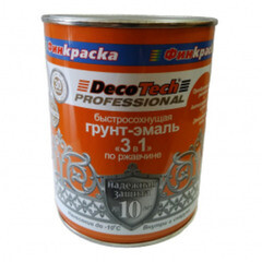 Грунт-эмаль по ржавчине 3в1 быстросохнущая белый RAL9003 DecoTech professional 0,9кг