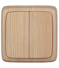 Выключатель Hegel Alfa двухклавишный накладной сосна (ВА10-153-02) - фото 1