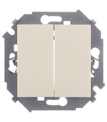 Выключатель Simon 15 двухклавишный встраиваемый слоновая кость (1591398-031) - фото 1