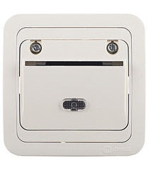 Выключатель Makel Mimoza одноклавишный встраиваемый бежевый с задержкой выключения с подсветкой (25046) - фото 1