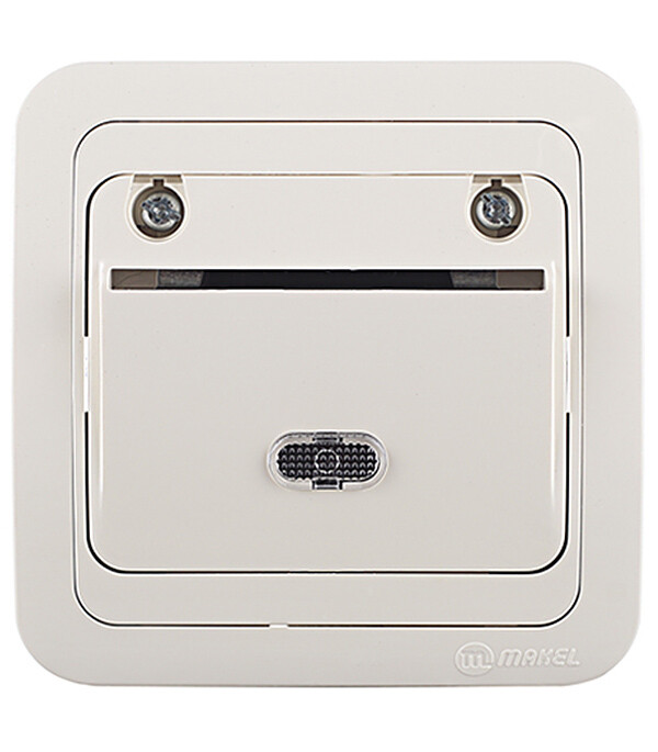 Выключатель Makel Mimoza одноклавишный встраиваемый бежевый с задержкой выключения с подсветкой (25046)
